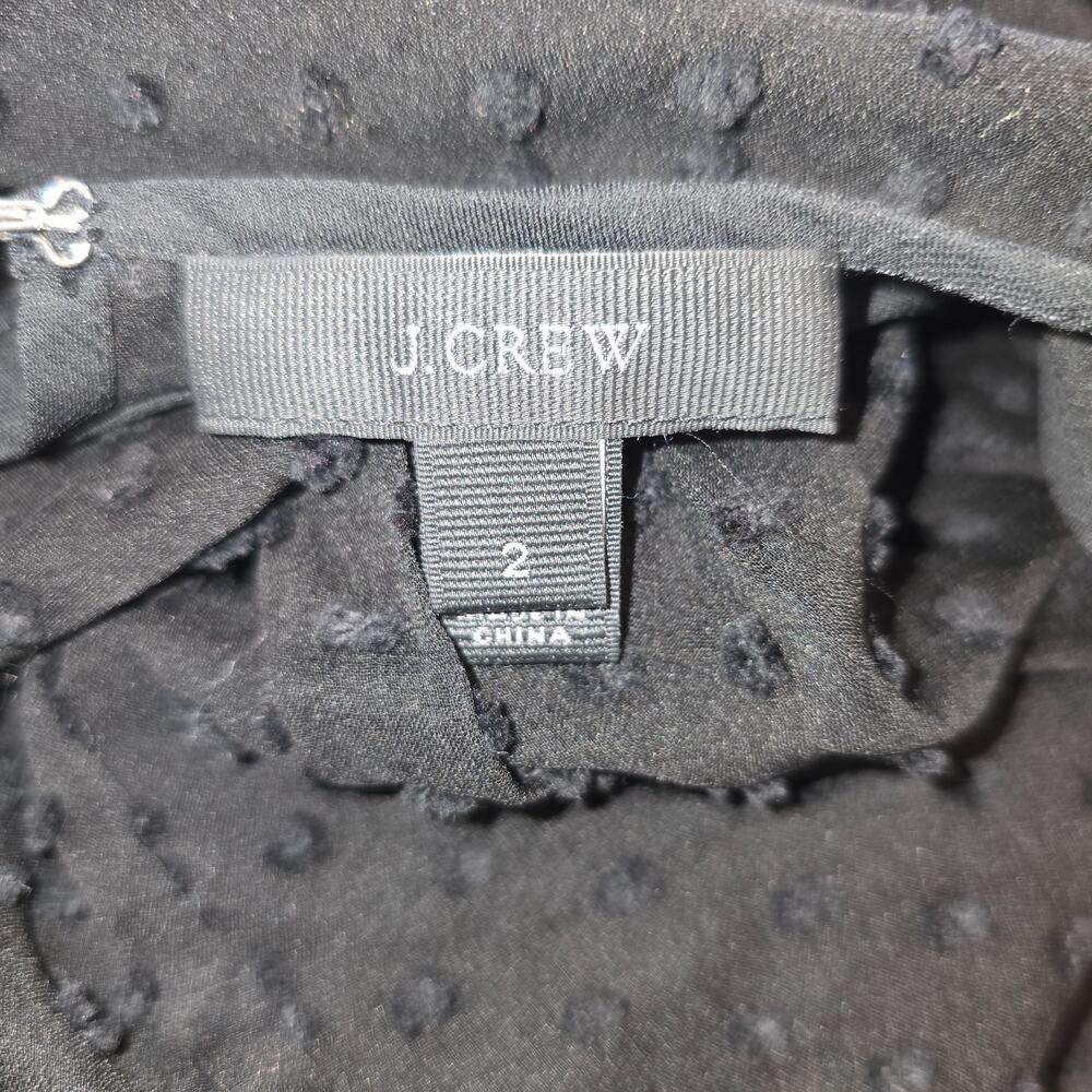 J.Crew Women’s Black Swiss Dot Blouse Silk Blend Short Sleeve Ruffle Size 2 XS - Picture 10 of 11